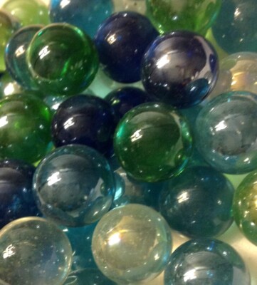 Glass Marbles 5/8''  - 12oz bag Various transparent colored marbles 60pcs