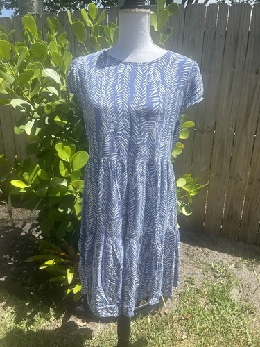 Venus bedrucktes Sommerkleid zum Binden ausgestellte Passform Stufenrock Größe Large - Bild 1 von 6