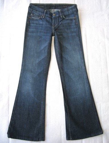 Citizen of Humanity Kate Low-Waist Full Leg Flare Jean Sz 25 Blue Distressed L29 - Picture 4 of 9