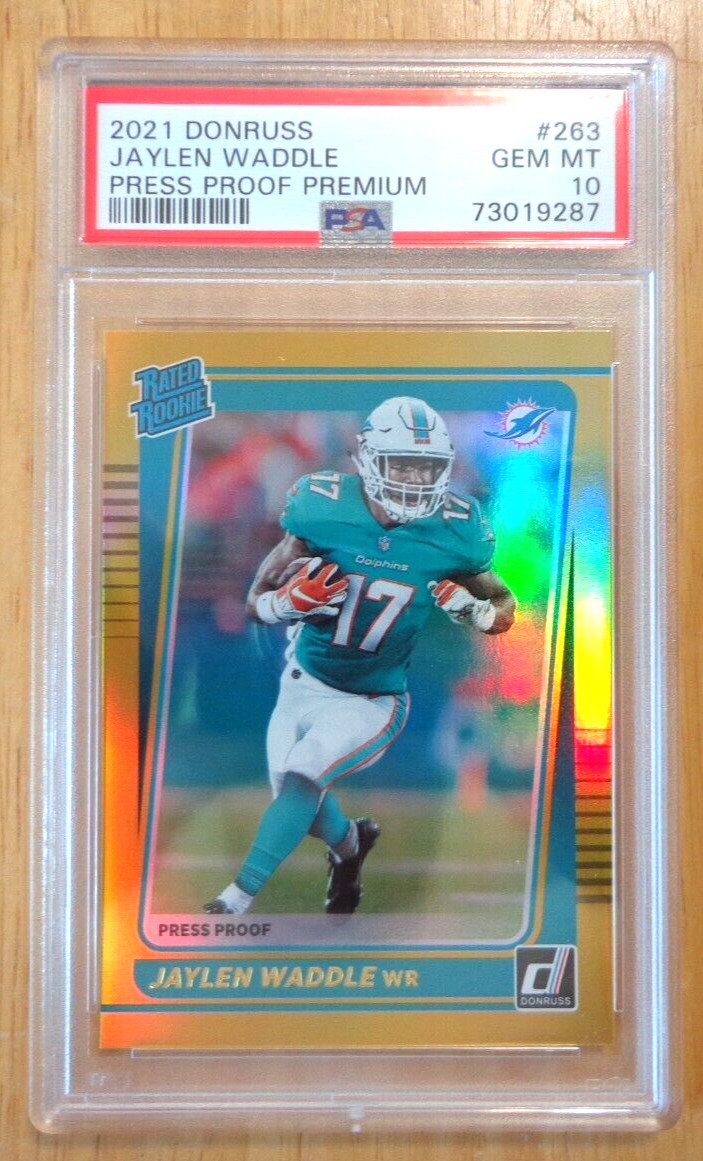 2021 Donruss Jaylen Waddle Rated Rookie RC #263 GMA 10 Card (6