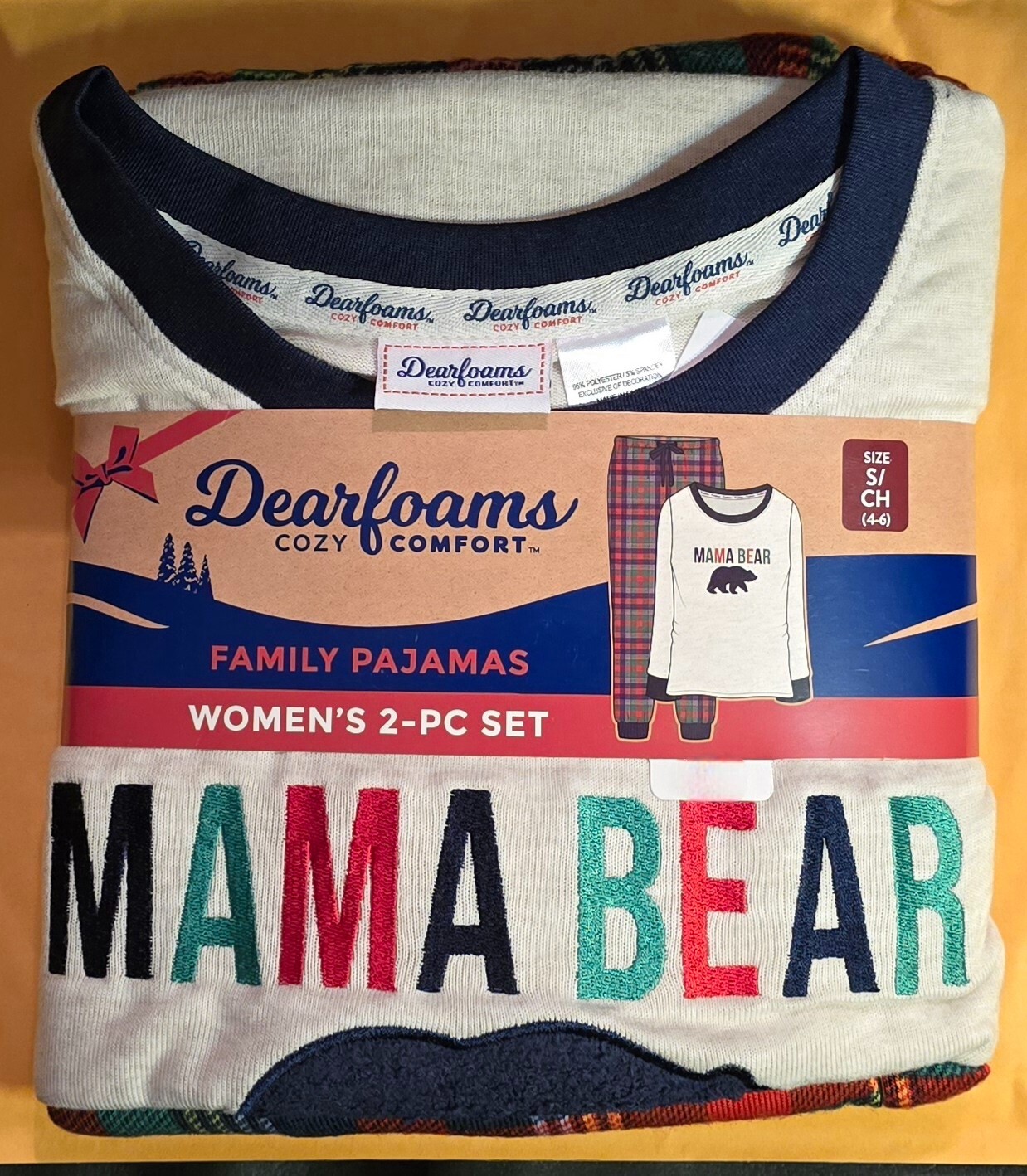 Dearfoams Mama Bear Plaid Cozy 2-Piece Womens Loungewear Set