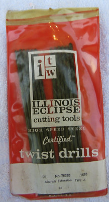 ITW Illinois Eclipse Cutting Tools -12 -Aircraft Extension Type A Twist Drills