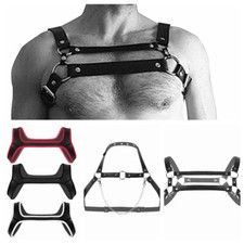 Men's Leather Harness Body Chest Wide Straps Adjustable Strap Belt Club Costume