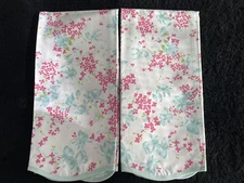 D Porthault Paris Fuchsia Printed Cotton Guest Towel Set Light Blue Green NEW