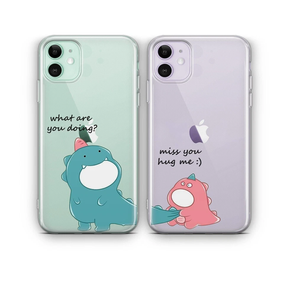 Cute Dinosaur Couple Matching Phone Case Cover For iPhone Samsung Galaxy Huawei - Image 3 of 4