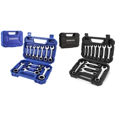 WORKPRO 12PC Stubby(Ratcheting)Wrench Set Metric 8-19mm w/Premium Stotage Case