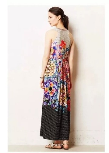 Anthropologie Ranna Gill Arnala Floral Bejeweled Maxi Dress Size 4 Fully Lined - Picture 5 of 12