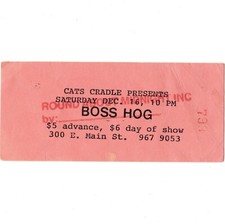 BOSS HOG Concert Ticket Stub CARRBORO NC 12/16/95 JON SPENCER PUSSY GALORE Rare