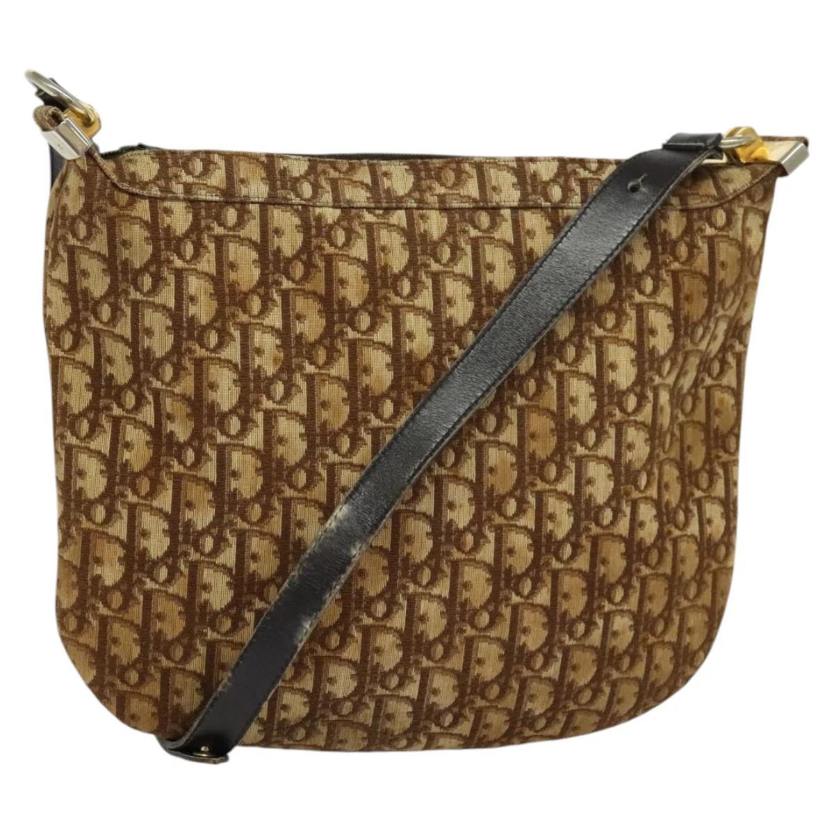 Sac bandoulière Christian Dior trotteur toile marron or authentique BD1551