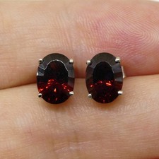 2.58ct Almandine Garnet Earrings set in 14k White Gold