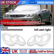 Pair Headlight Lens Cover Clear Fits Mercedes Benz W230 R230 SL500 SL600 2003-08