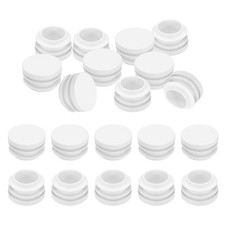 20Pcs 1" Plastic Tubing End Caps Round Hole Plug Insert White