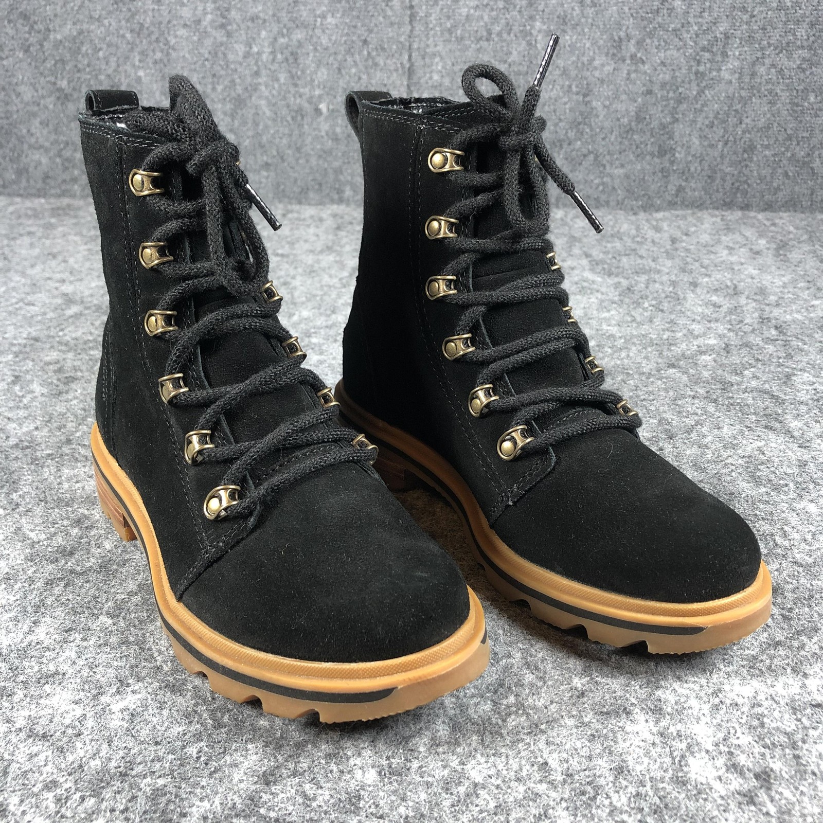 SAOLA Stivali Sorel donna taglia 6 impermeabili scamosciati stringati alla caviglia NL4410 010 suola a strappo