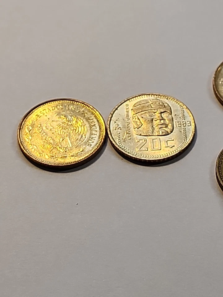 México 20 centavos 1983, cabeza de piedra de la cultura olmeca, KM491, 1 UNC. Moneda, envío gratis Foto 4 de 4