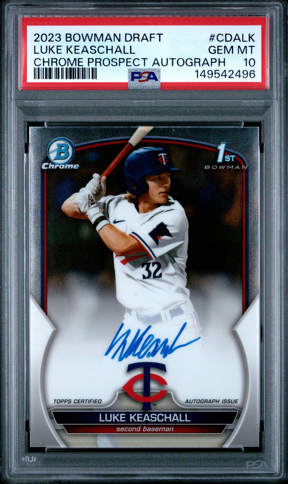 2023 BOWMAN DRAFT CHROME PROSPECT AUTO #CDALK LUKE KEASCHALL PSA 10