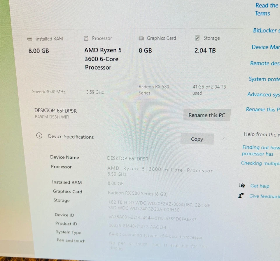 Cyberpower Gaming PC AMD Ryzen 5 3600 6-Core 8GB RAM Radeon RX580 Series 8GB 2TB - Image 4 of 4