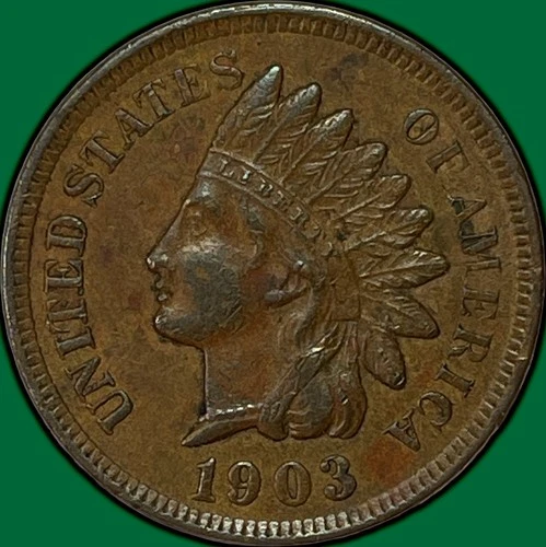 1903 Indian Head Cent Almost Uncirculated AU Coin #33970