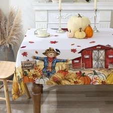 Scarecrow Fall Rectangular Tablecloth 52 x 70 Inch Autumn Decor