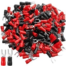 Insulated Fork Spade Wire Connector, 200Pcs AWG22-16 U Type Electrical Crimp ...