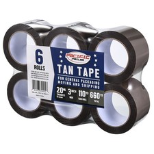 6 Rolls Brown/Tan Acrylic Packing Tape 3 Inch Wide 2.0mil 110 Yard Roll