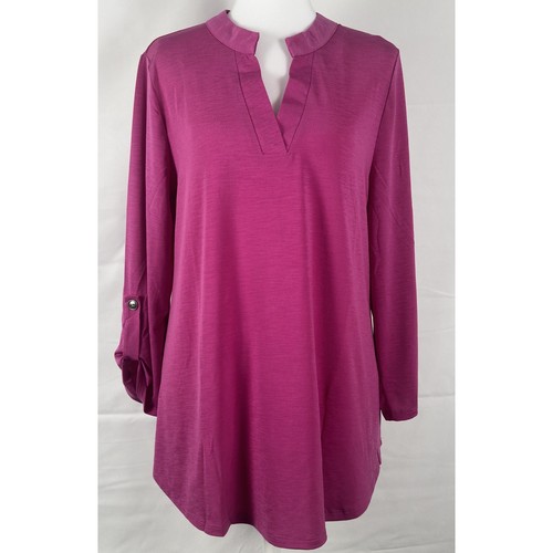 Dear Scarlett Lizzy Wrinkle‑Free Tunic – Magenta – NWT – Size Large