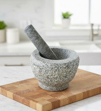 M&ouml;rser St&ouml;&szlig;el Granit  Gew&uuml;rzm&uuml;hle Steinm&ouml;rser Massiv Kr&auml;uterm&ouml;rser K&uuml;che &Oslash;14cm