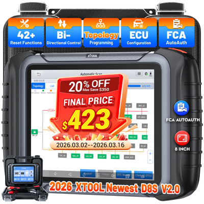 XTOOL D8S OBD2 Scanner Diagnostic Tool Topology Mapping ECU/Key Coding 42+ Reset