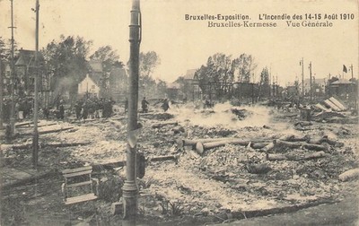 BRUSSELS EXHIBITION. L'Incendie des 14-15 Aug 1910 28052