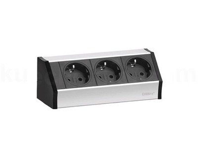 Schulte EVOline V-Dock 00.013 Steckdosenleiste 3fach Aufbausteckdose silber