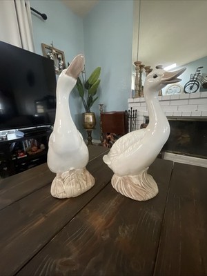 2 NAO Ducks Porcelain Figures LLADRO Style Spain  Vintage Set 19  And 18 