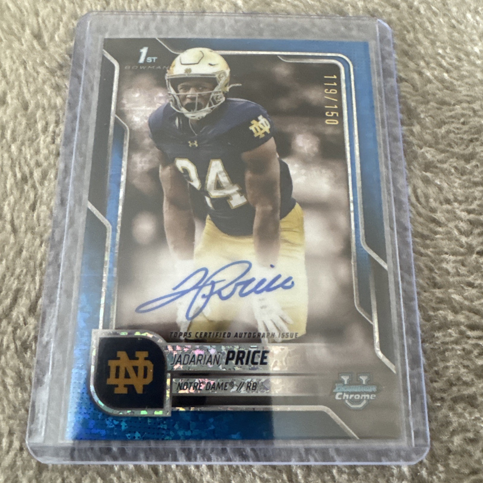 JADARIAN PRICE 2025 1st Bowman Chrome U Blue Mini Diamond Auto #/150 RC #BCA-JPR