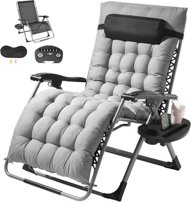 Adjustable Zero Gravity Chair with Cushion, Headrest & Cupholder, 500 Lbs, Gray