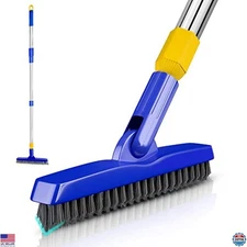 Grout Brush with Long Handle, Swivel Scrub, V-Shape for Deep Cleaning Tile Grout