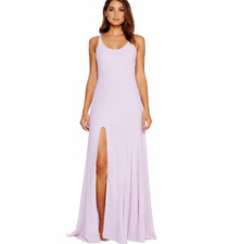 Halston Heritage Sleeveless Maxi Dress Prom Gown Slit Front Sz 8 Hushed Violet