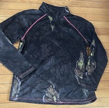 Youth Mossy Oak 1/4 Zip Up Camo Long Sleeve Sweat Shirt Size L 12-14 Pullover