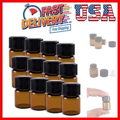1ml 1/4 dram Mini Amber Glass Vial Bottles with Orifice Reducer and Cap for E...