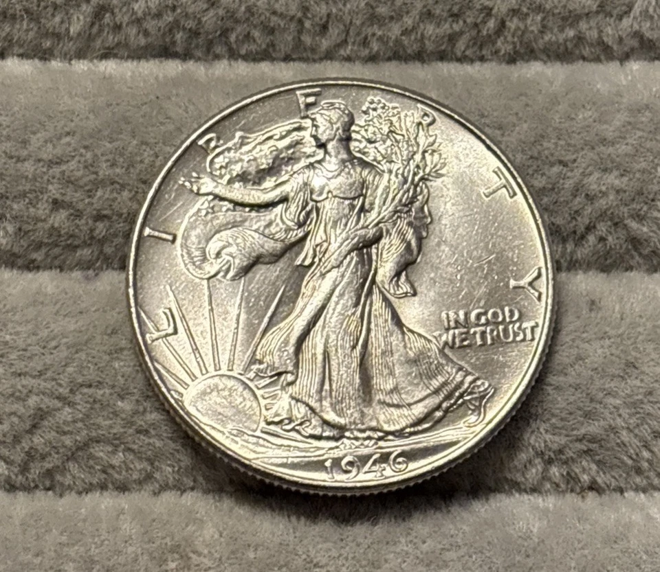 1946 Silver Walking Liberty Half Dollar Gem BU Lustrous  - Image 2 of 4