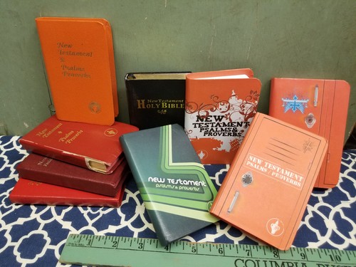 Vintage Miniature KJV Gideon Pocket Holy Bible Lot 9 Red Black Green Orange Mini