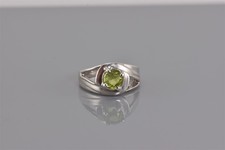Sterling Silver Green Cubic Zirconia Solitaire Bypass Band Ring 925 Sz: 6