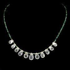 925 Sterling Silver Necklace Briolette Green Amethyst 12x7mm Malachite Gems 18