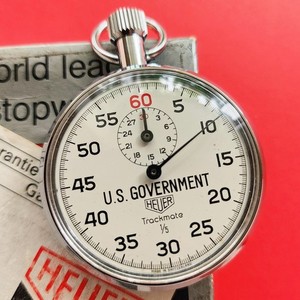 Heuer US Government Stopwatch Vintage Timer Stop Box Booklet Watch Tag Military