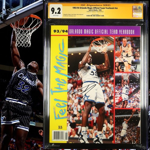 CGC 9.2 SS 1993-94 Orlando Magic Team Yearbook signed by Shaquille O'Neal