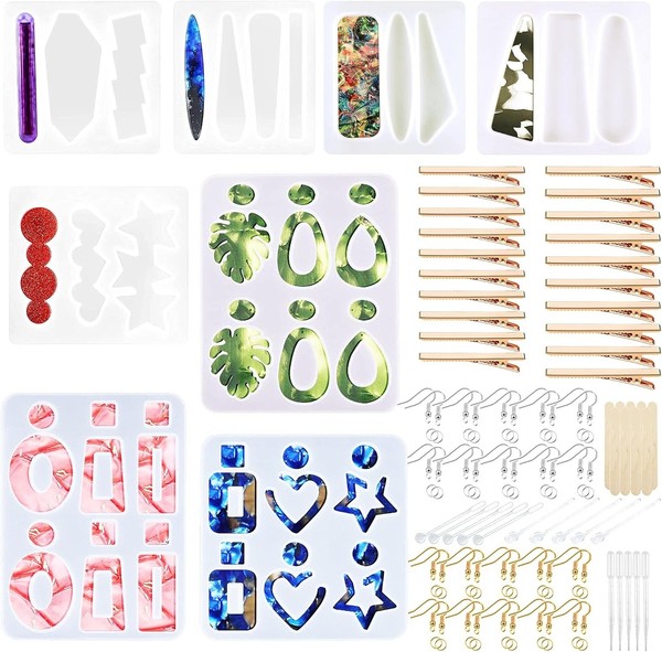 Woohome 54 Pack Haarnadel Silikonform GießForm Und Ohrring Schmuck Resin Form-image