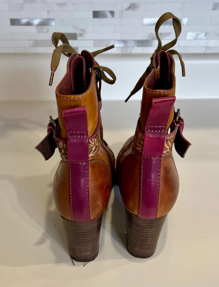 L'artiste Spring Step Women’s Brown/Multicolor Boots w/zip Size US 9.5 BoHo/Art - Image 4 of 4
