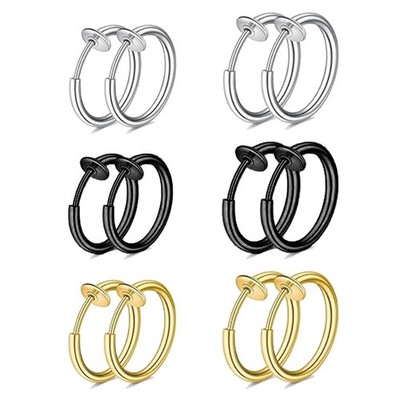 6 Paar Damen Edelstahl Clips Ohrringe