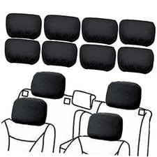 8pcs Car Seat Headrest Cover Soft Washable Dirt-Proof Car Head Rest Black-8pcs