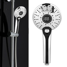 Digital Display Handheld Shower Head with 3-color Temperature Control LED Light