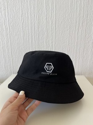 Philip Plein Herren Panamahut Cap Schwarz, Gr. M-L