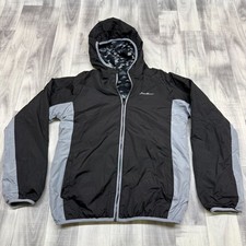   Boys/Girls/Youth L Eddie Bauer Black/Gray Reversible Hooded Jacket Winter Coat