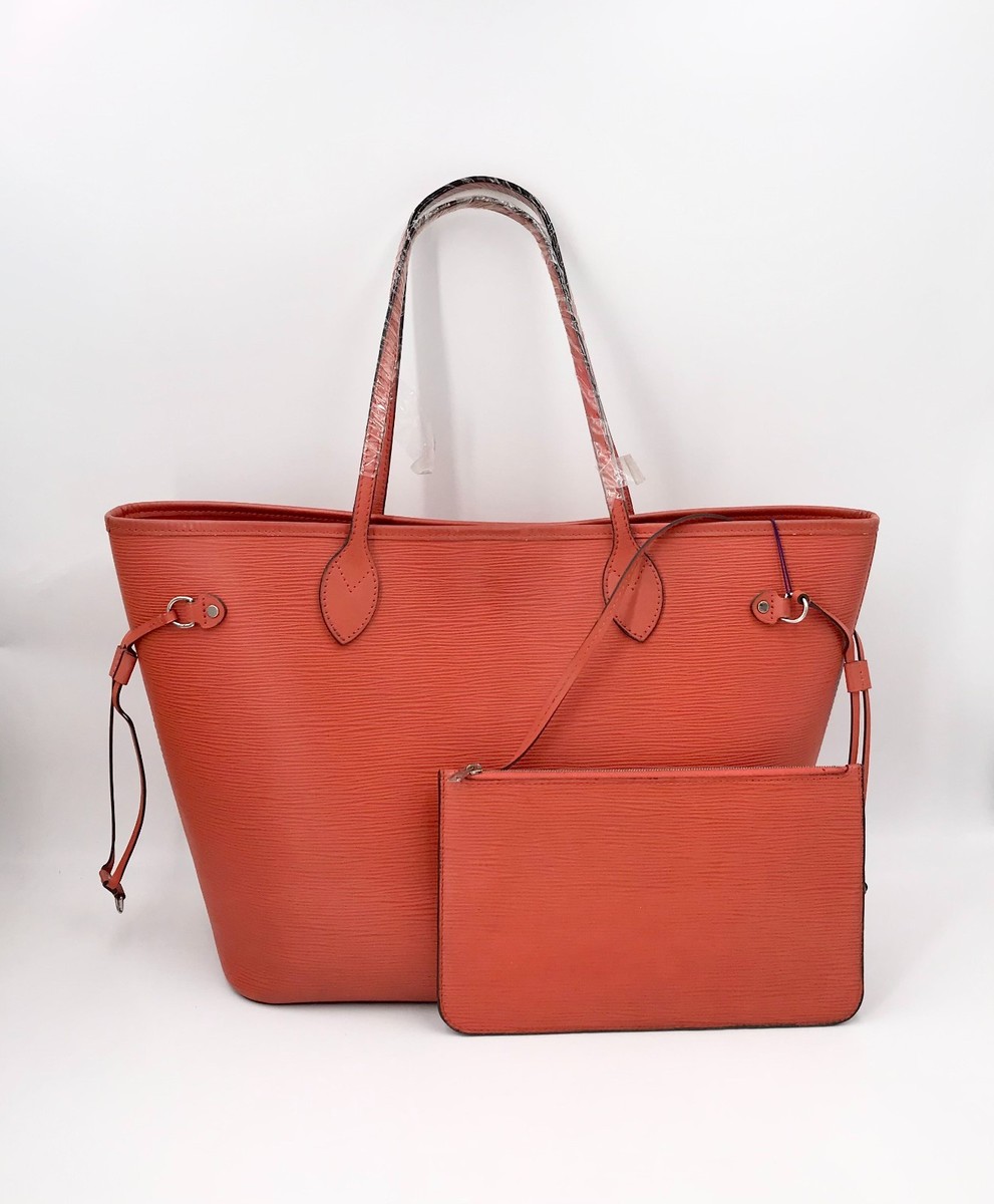 Louis Vuitton レッド トートバッグ Louis Vuitton Neverfull MM Epi Leather Red Tote Bag with Pouch